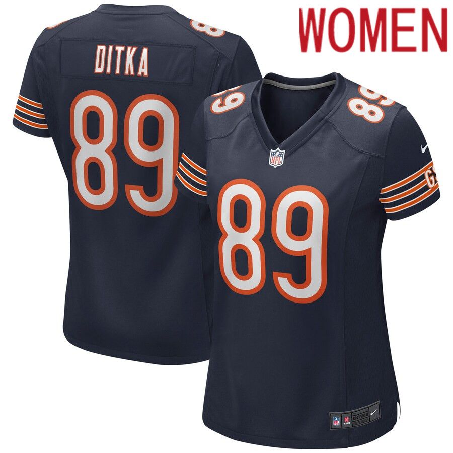 Women Chicago Bears #89 Mike Ditka Nike Navy Game Retired Player NFL Jersey